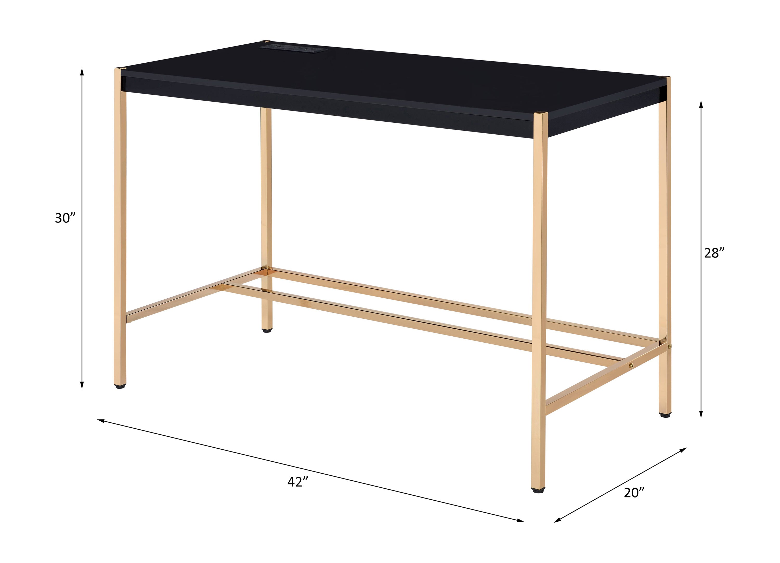 ACME Midriaks Writing Desk w/USB Port in Black & Gold Finish OF00021