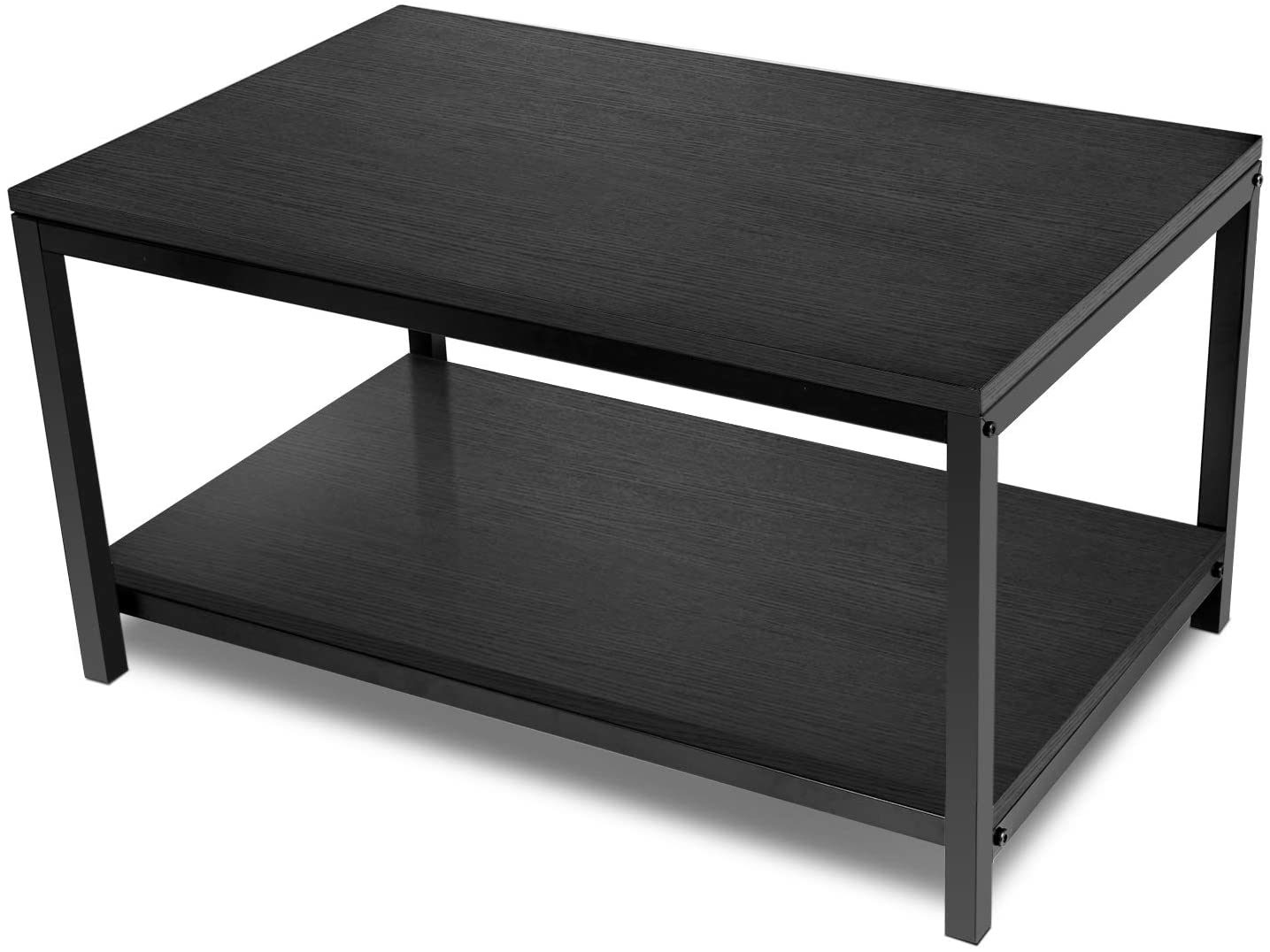 YSSOA Storage Shelf for Living Room and Office, Easy Assembly, Black (Home Coffee Table), 31x20x16 inch