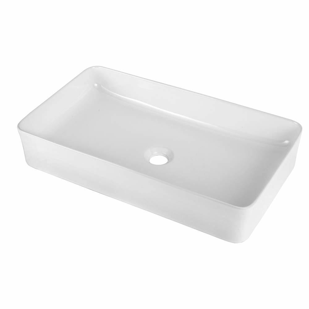 Modern Square Above Counter White Porcelain Ceramic Bathroom Vessel Vanity Sink Art Basin