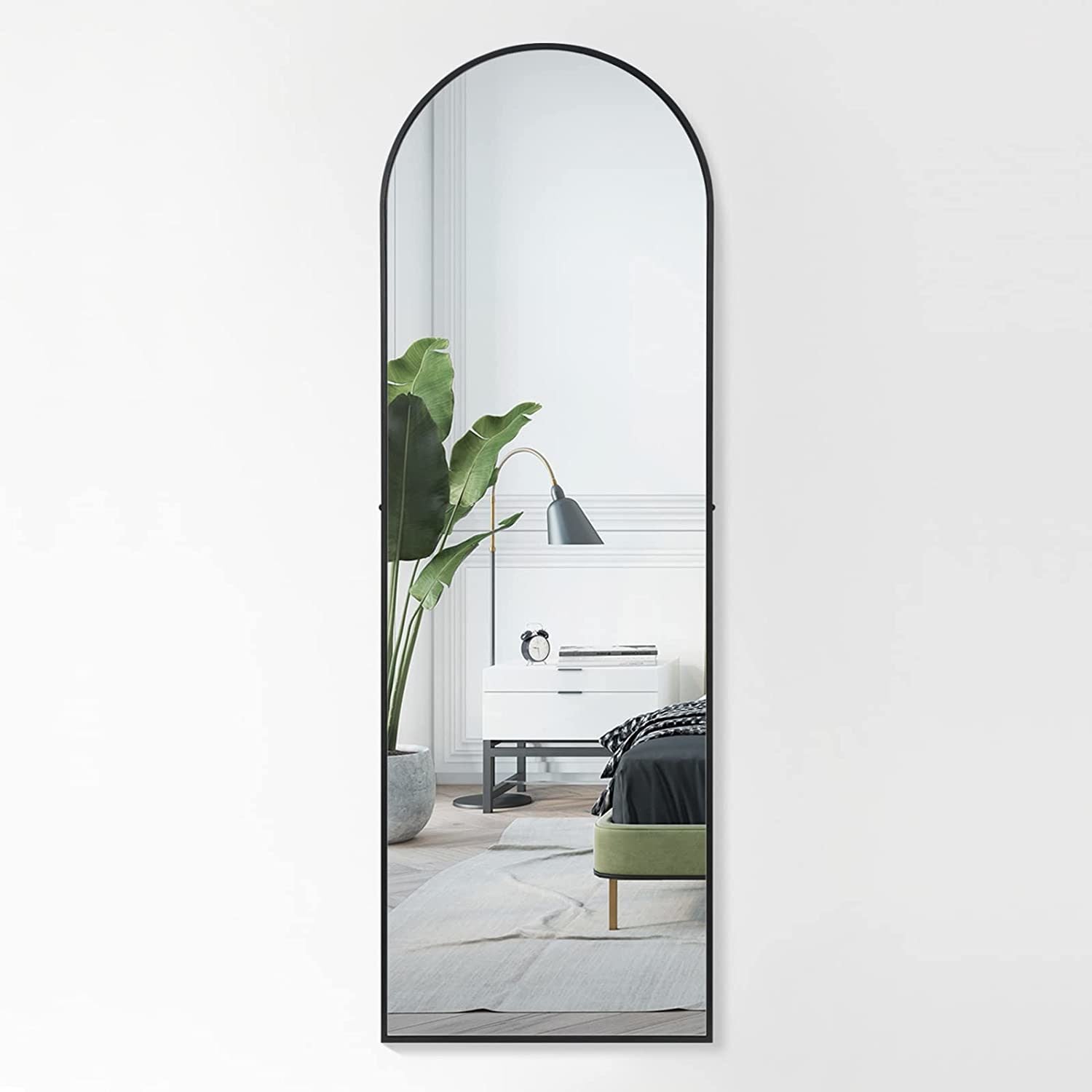 YSSOA Full Length Mirror, Arched-Top Full Body Mirror with Stand, Floor Mirror & Wall-Mounted Mirro