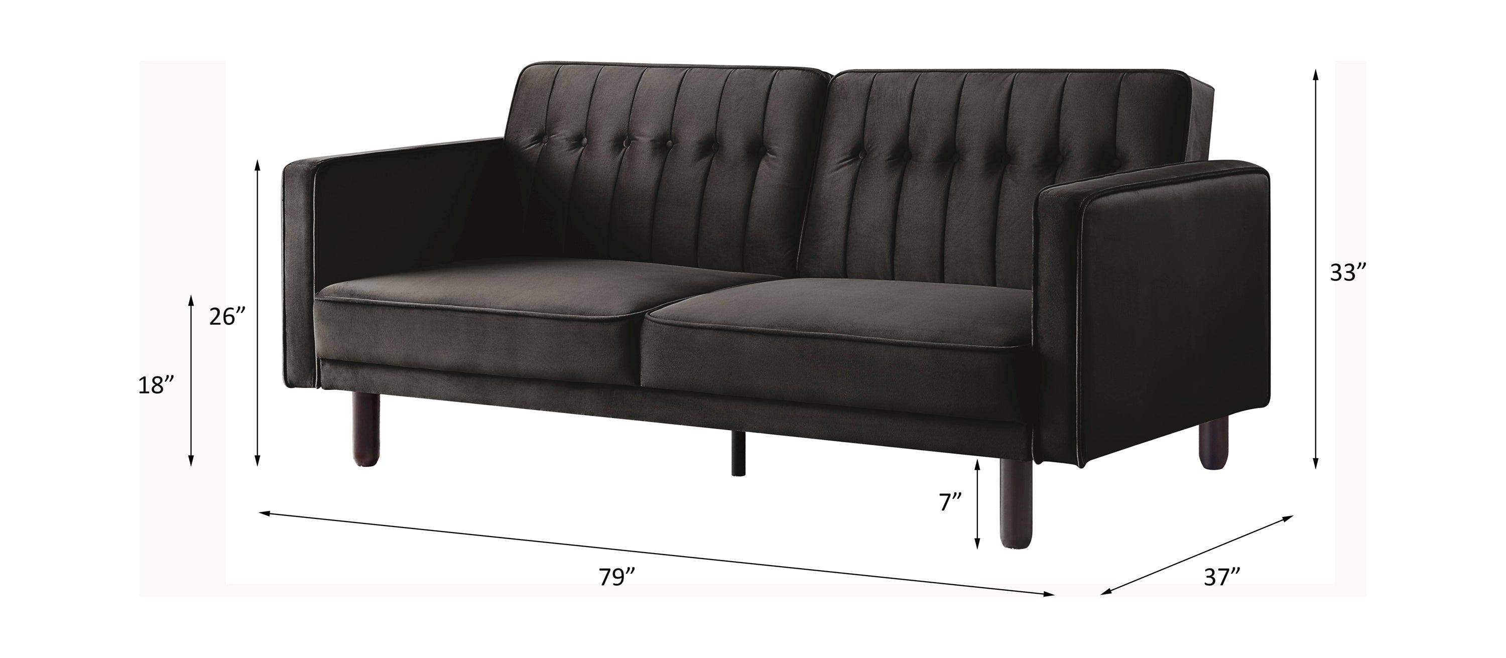 ACME Qinven Adjustable Sofa , Dark Brown Velvet LV00086