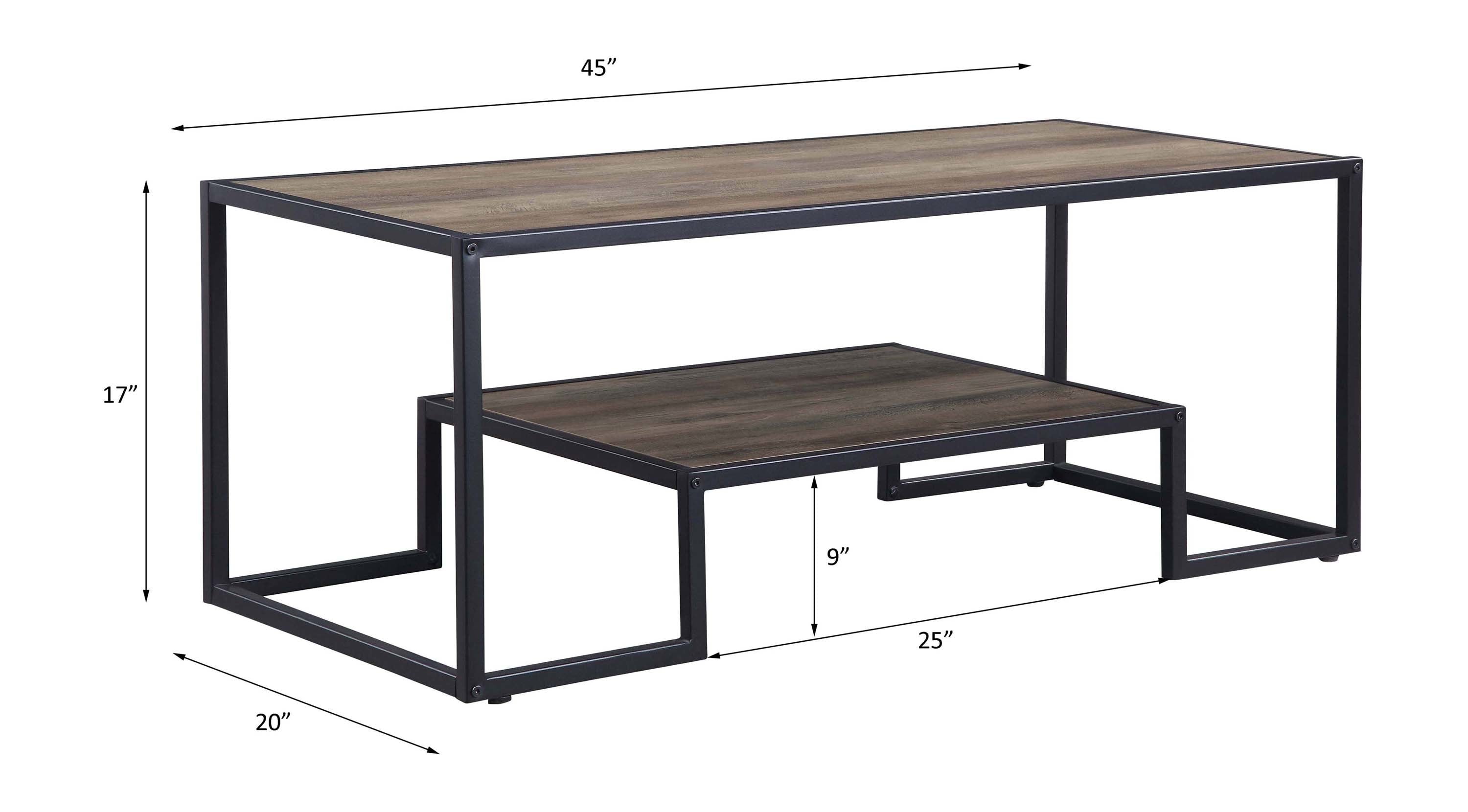 ACME Idella Coffee Table, Rustic Oak & Black Finish LV00324