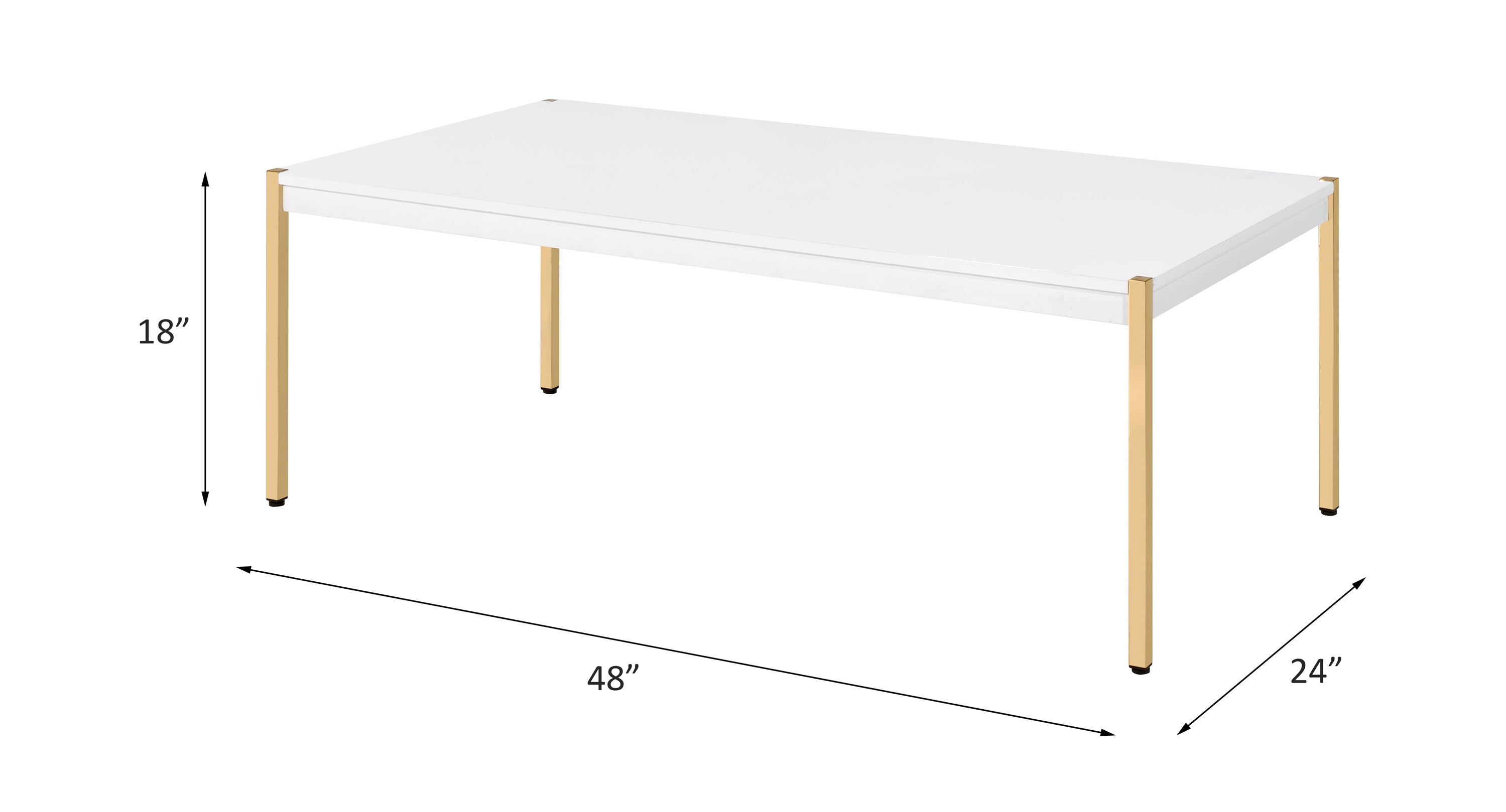 ACME Otrac Coffee Table in White & Gold Finish LV00034