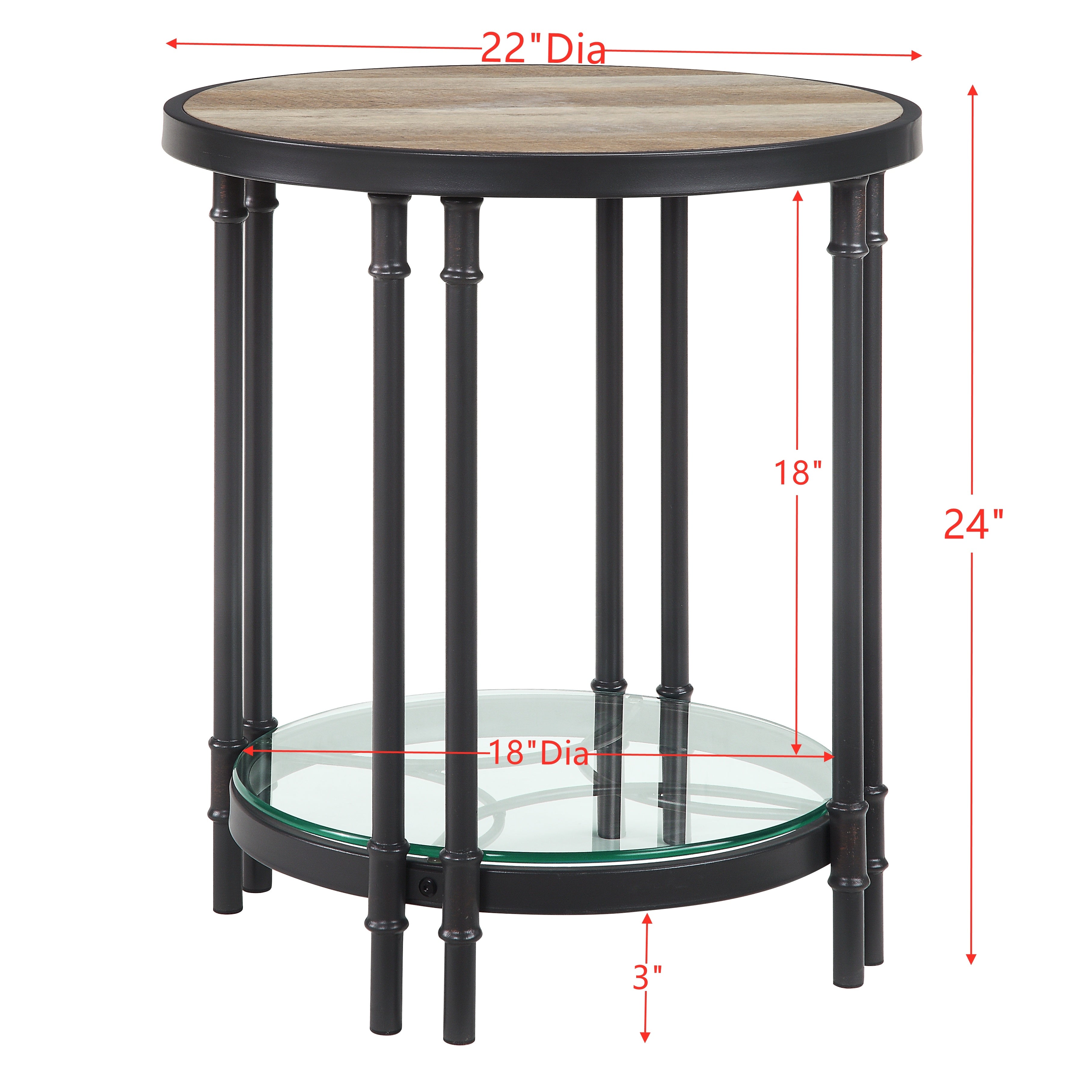 ACME Brantley End Table in Oak & Sandy Black Finish LV00752