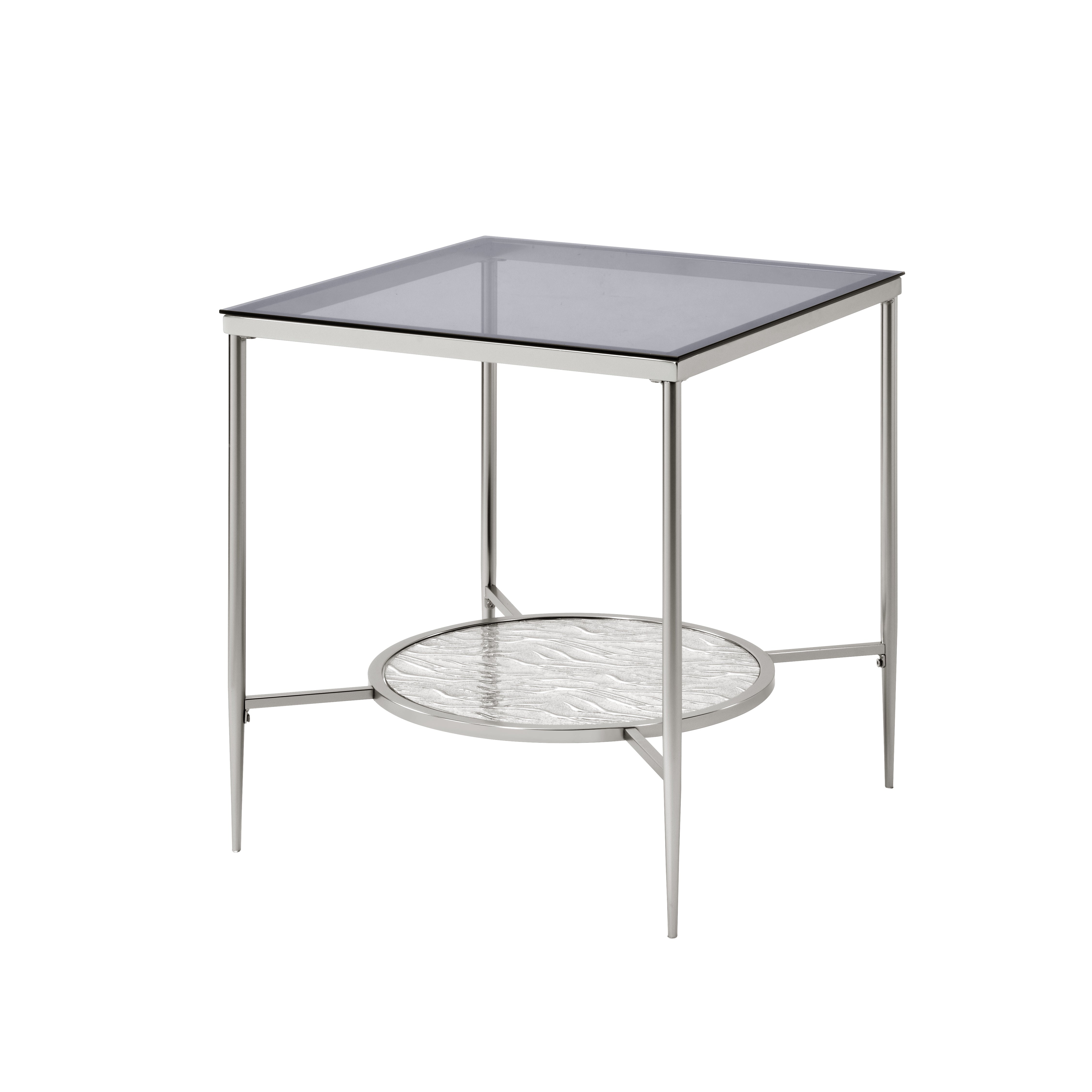 ACME Adelrik End Table in Glass & Chrome Finish LV00575