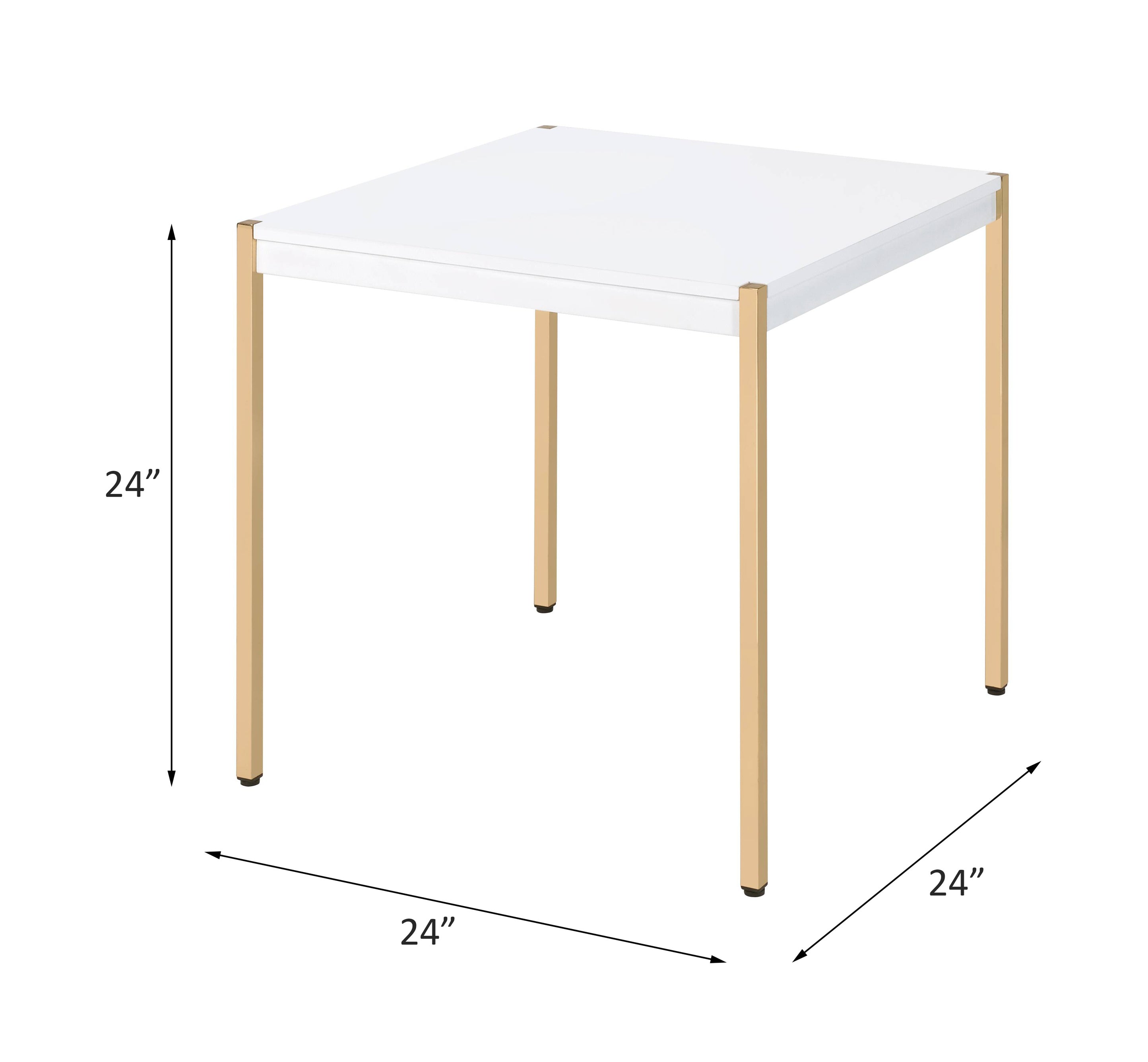 ACME Otrac End Table in White & Gold Finish LV00035