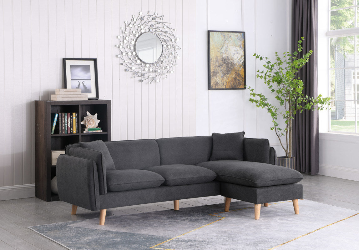 Brayden 86.5" Dark Gray Fabric Sectional Sofa Chaise