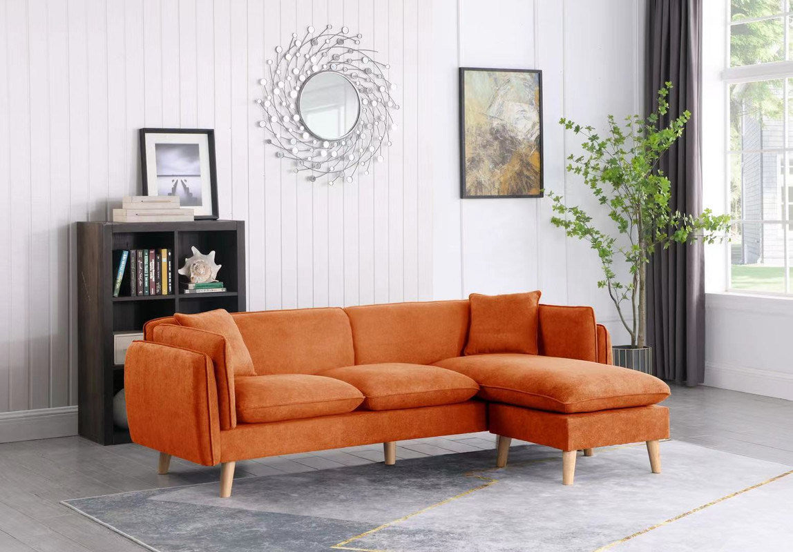 Brayden 86.5" Orange Fabric Sectional Sofa Chaise