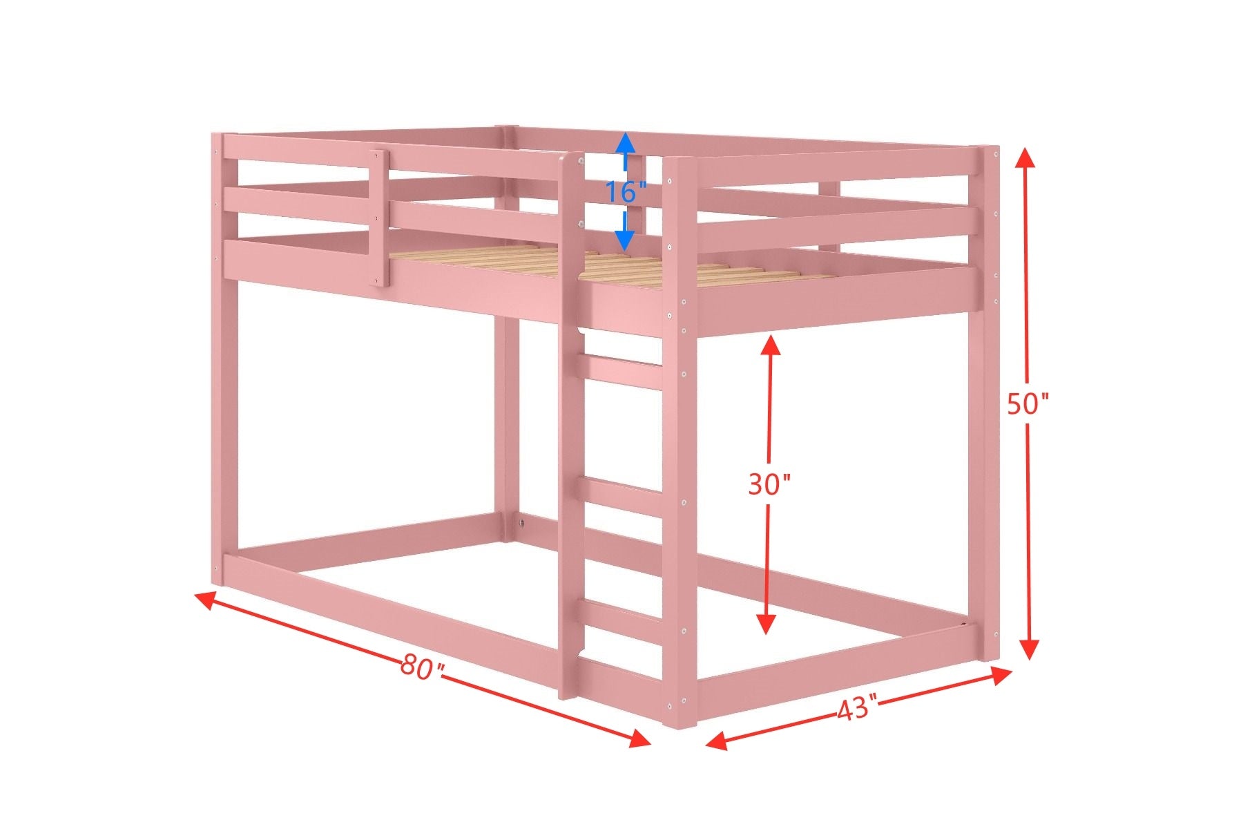 ACME Gaston II Twin Loft Bed in Pink Finish BD00768