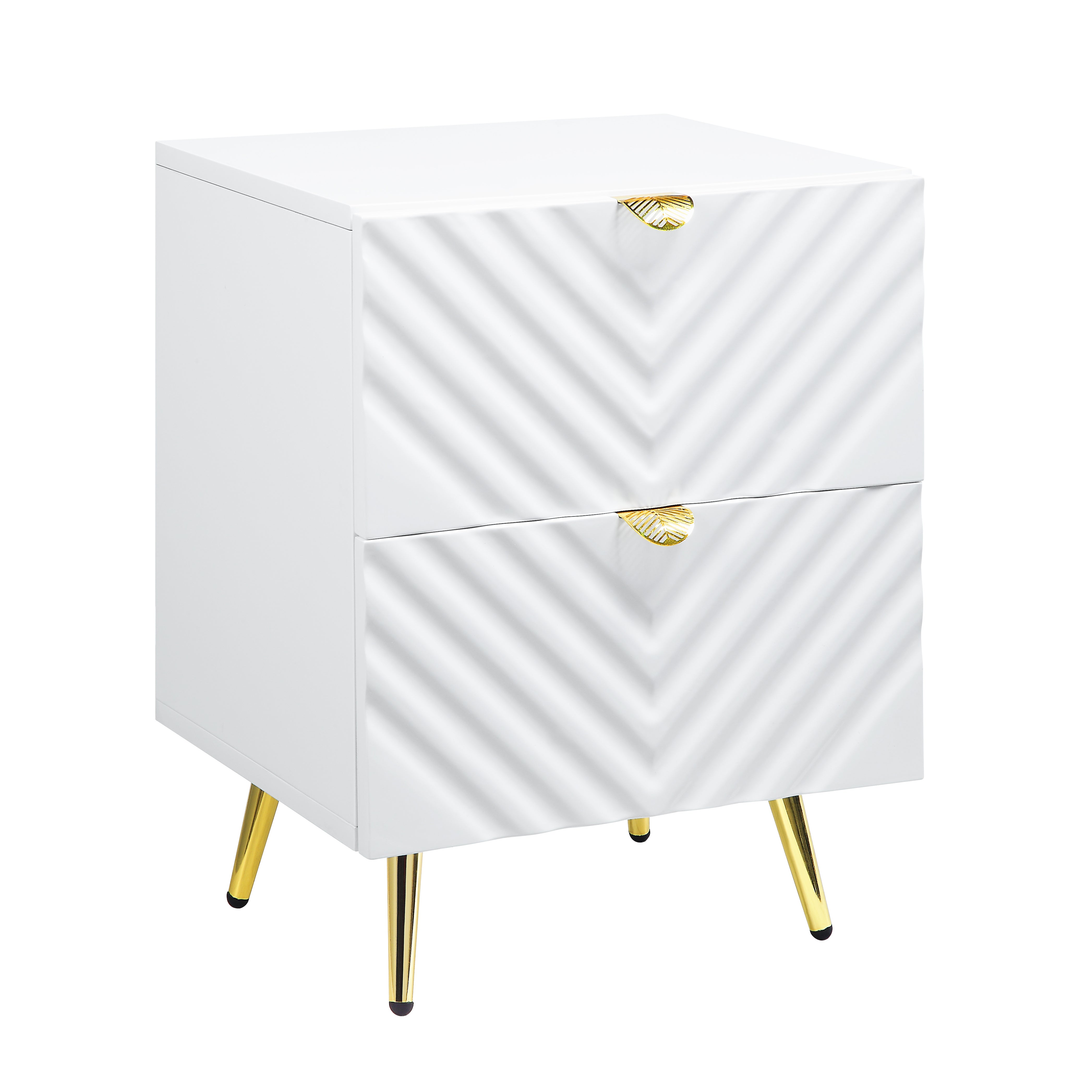 ACME Gaines Nightstand, White High Gloss Finish BD01035