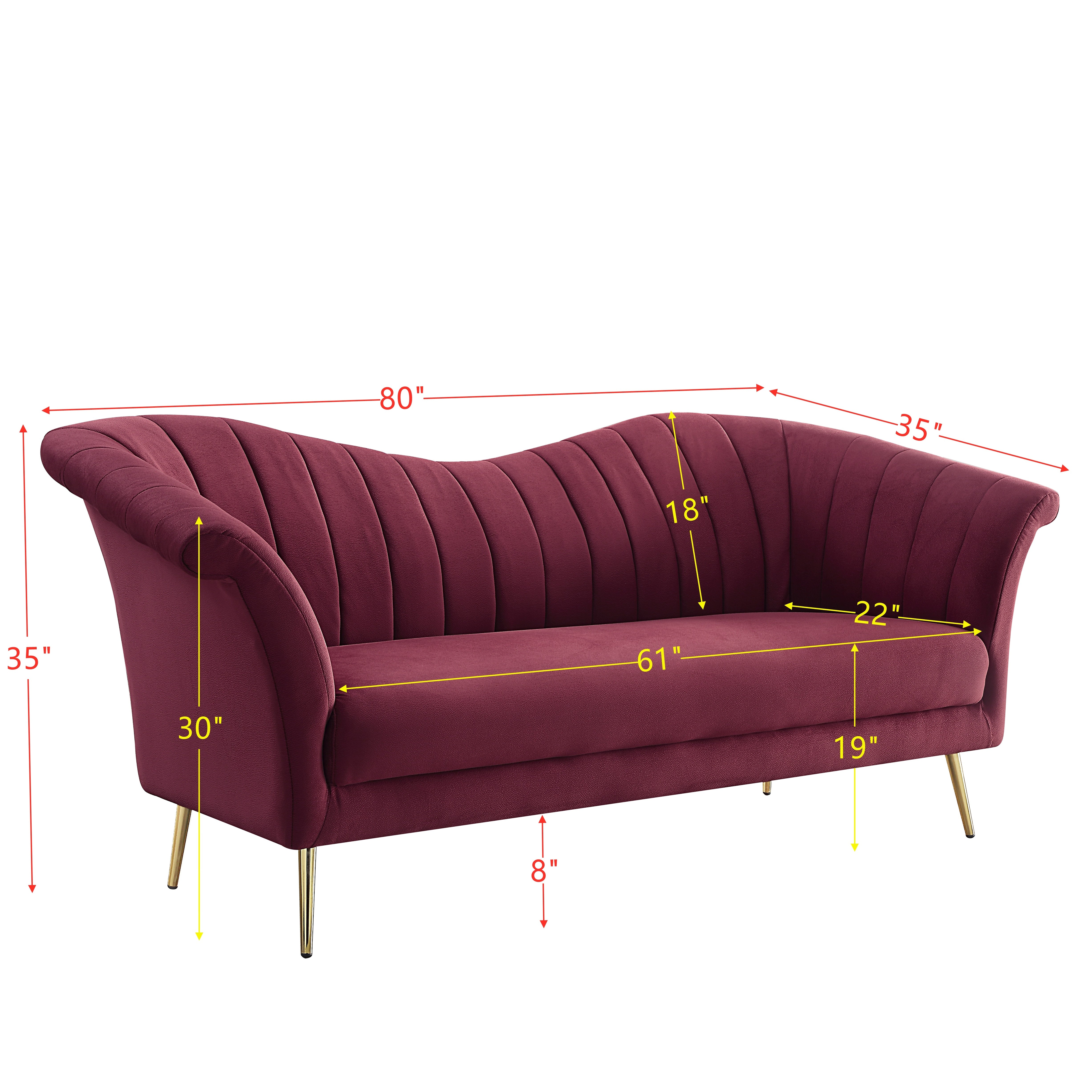 ACME Callista Sofa, Red Velvet LV00202