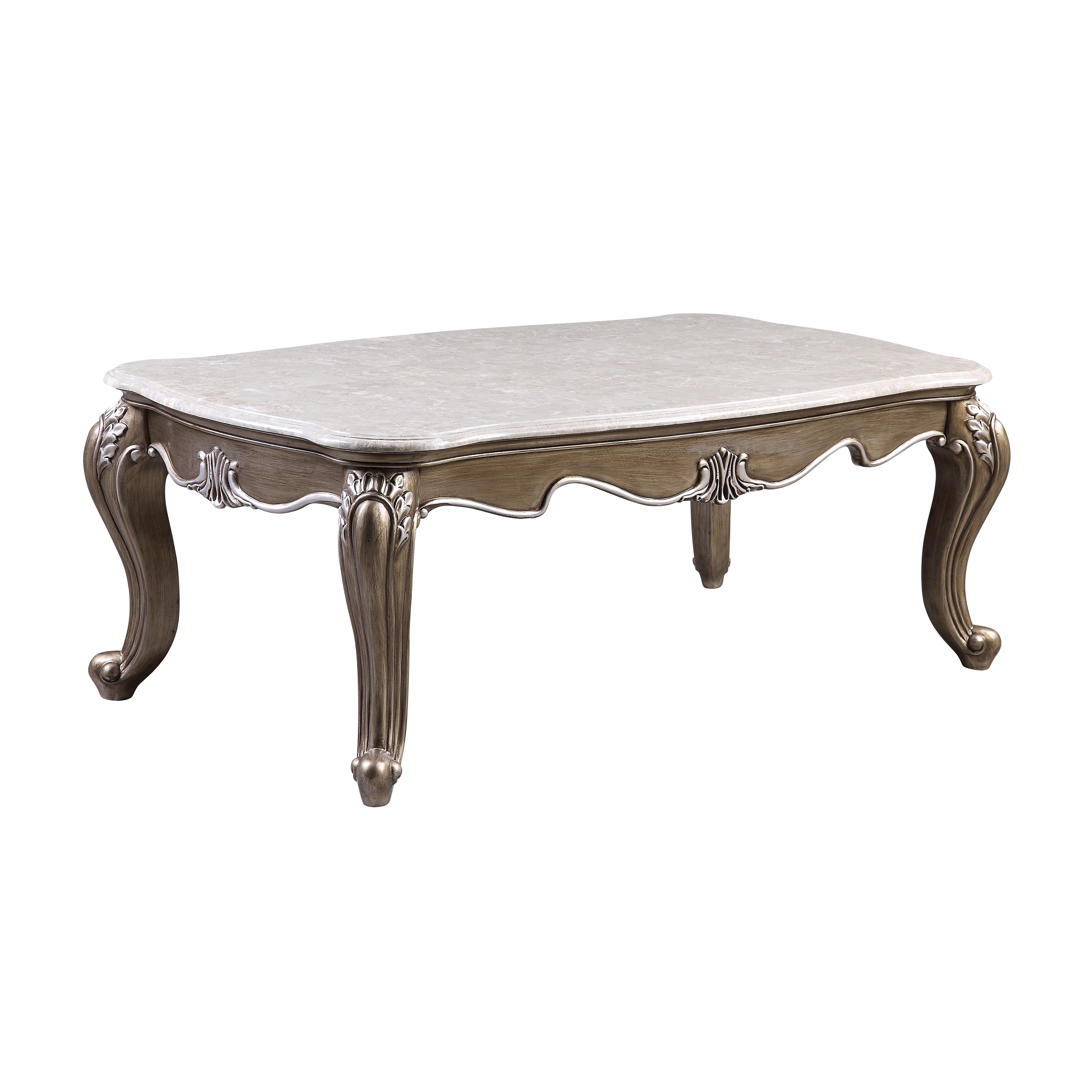 ACME Elozzol Coffee Table in Marble & Antique Bronze Finish LV00302