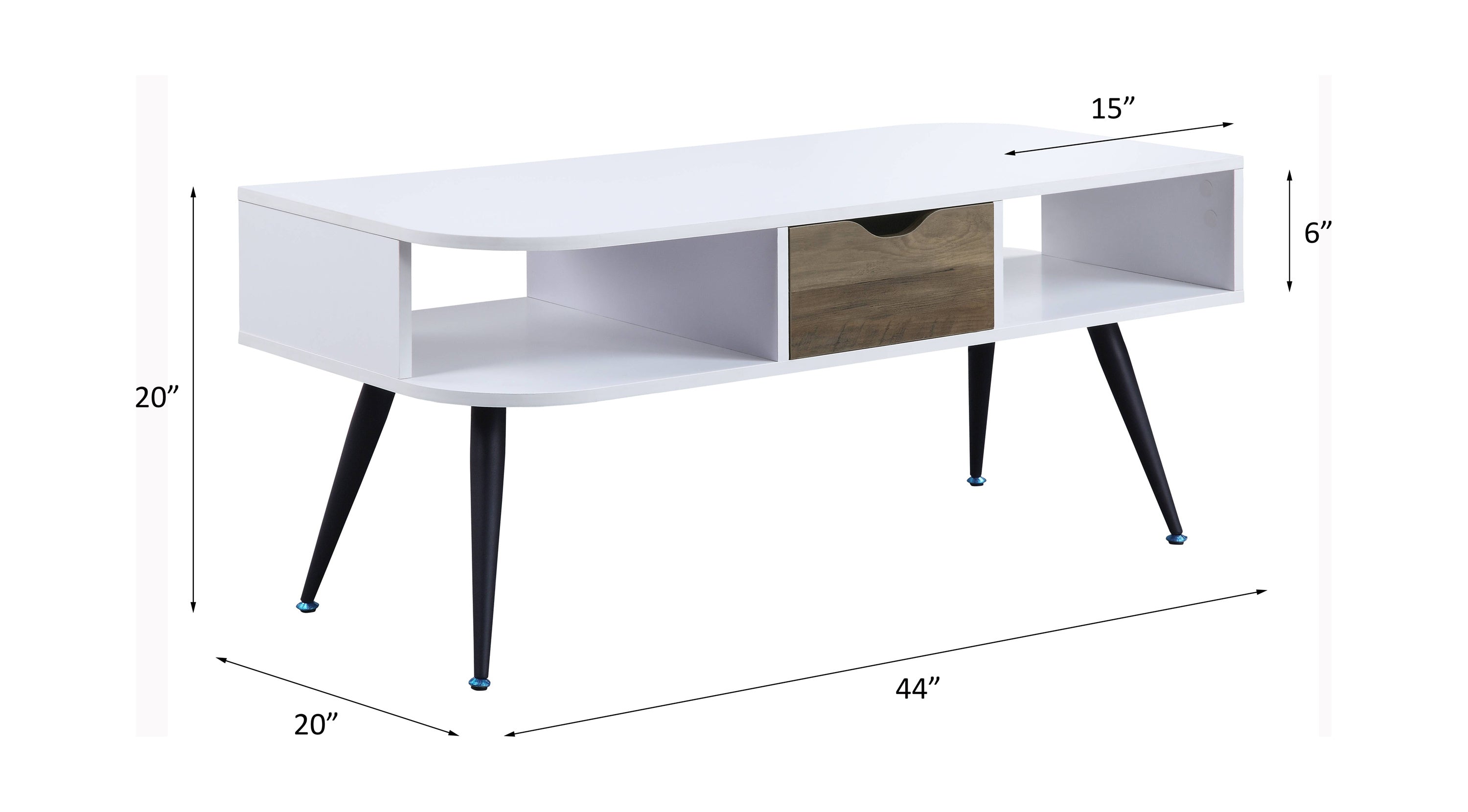 ACME Halima Coffee Table, White & Black Finish LV00322