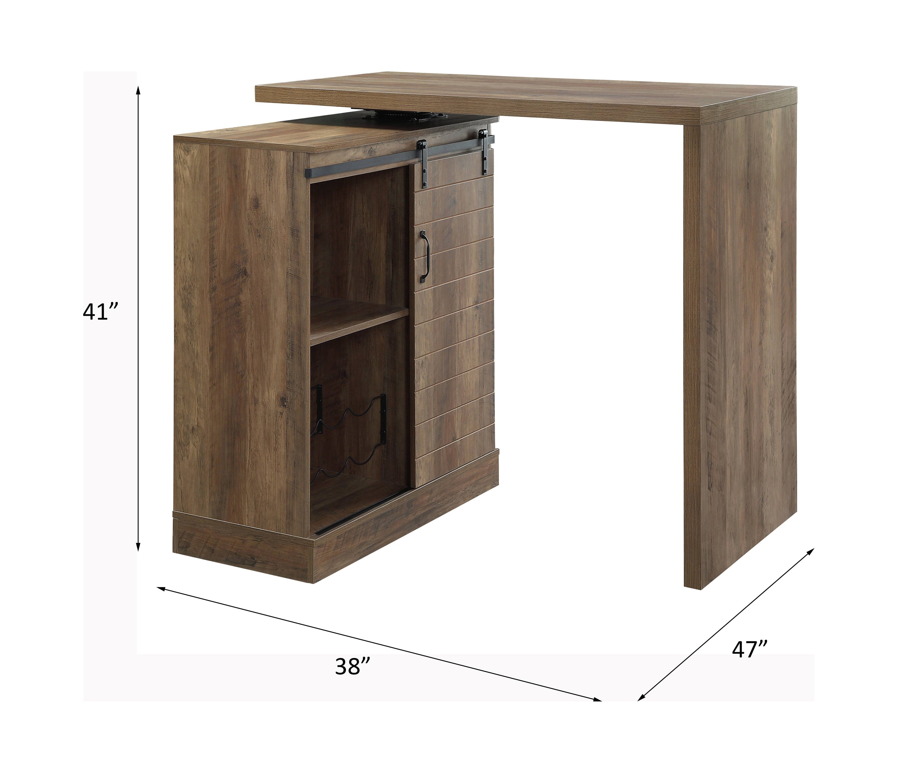 ACME Quillon Bar Table, Rustic Oak Finish DN00153