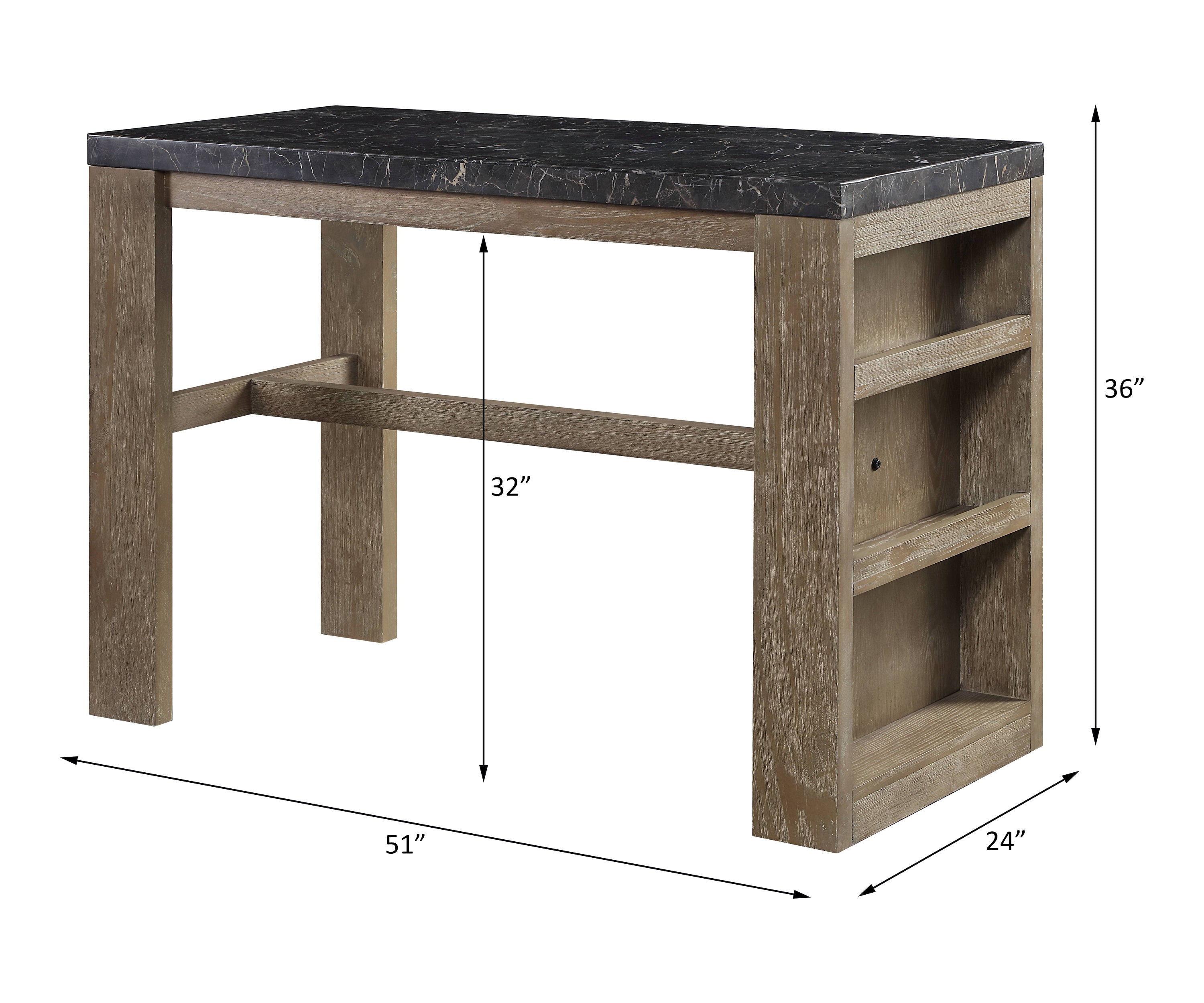 ACME Charnell Counter Heigh Table in Marble & Oak Finish DN00551