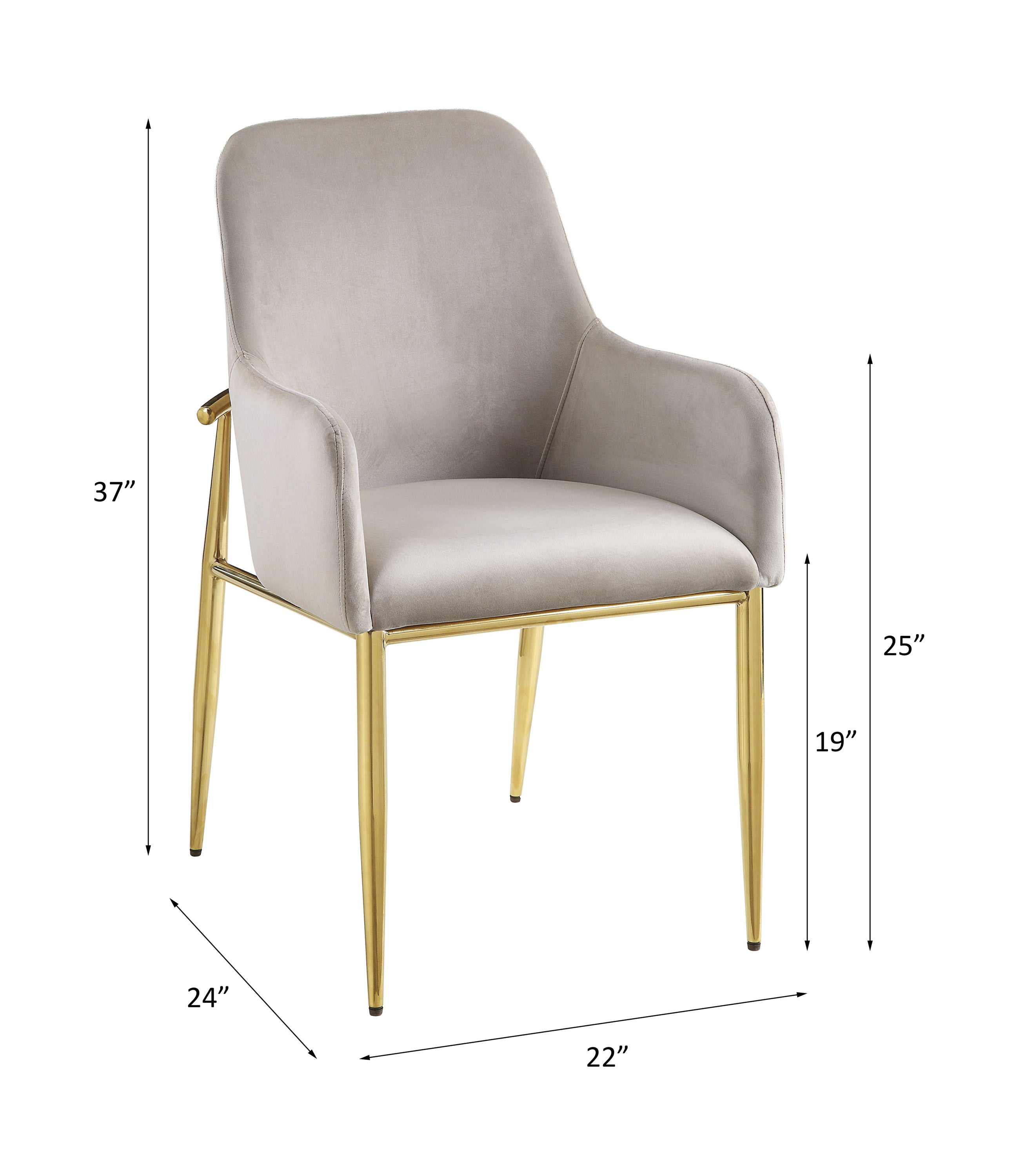 ACME Barnard Side Chair (Set-2) in Gray Velvet & Mirrored Gold Finish DN00220