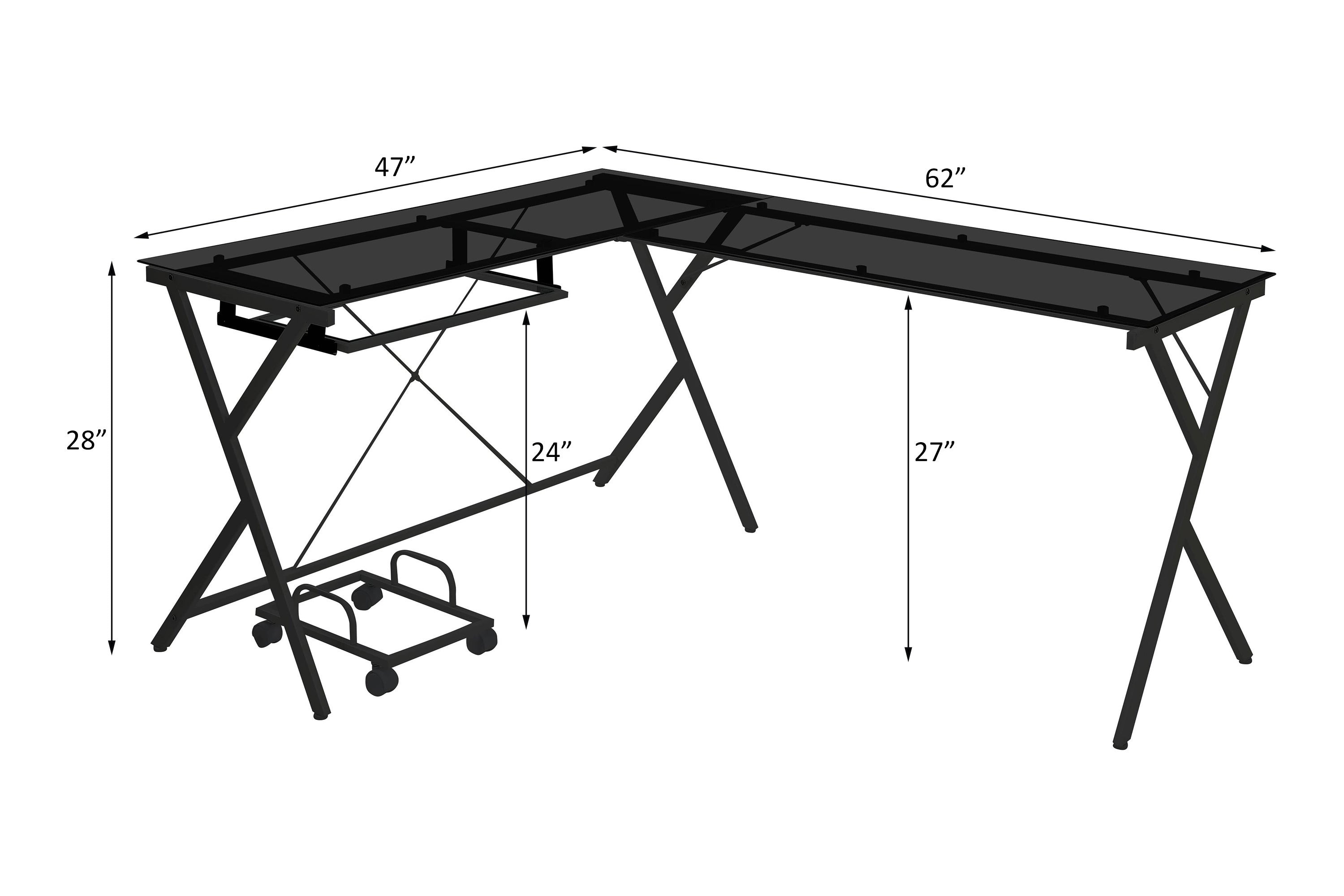 ACME Dazenus Computer Desk in Black Glass & Black Finish OF00046