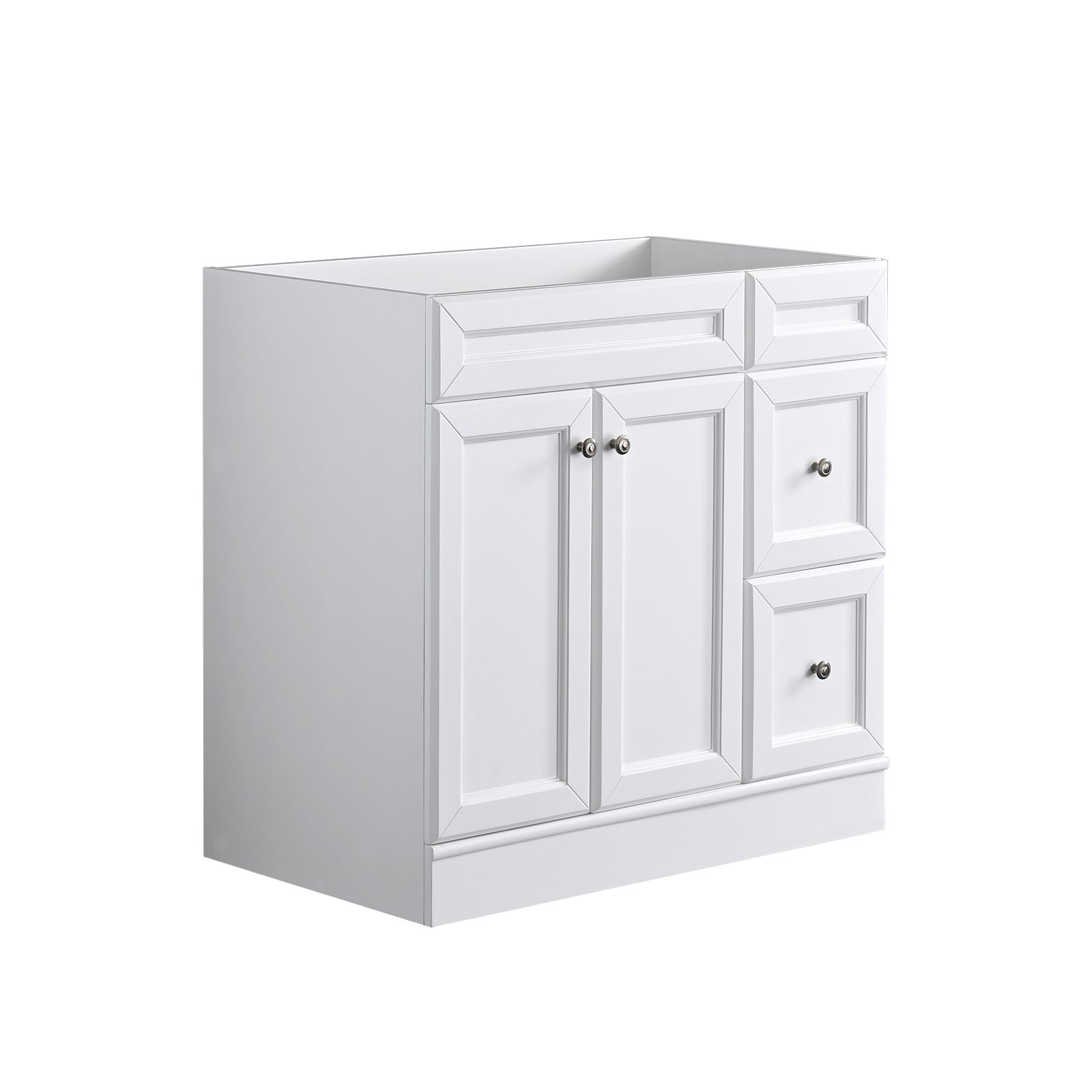 36 in. Bathroom Vanity Cabinet Base Only, Left Version,Bathroom Storage with Doors and Two Drawers, White