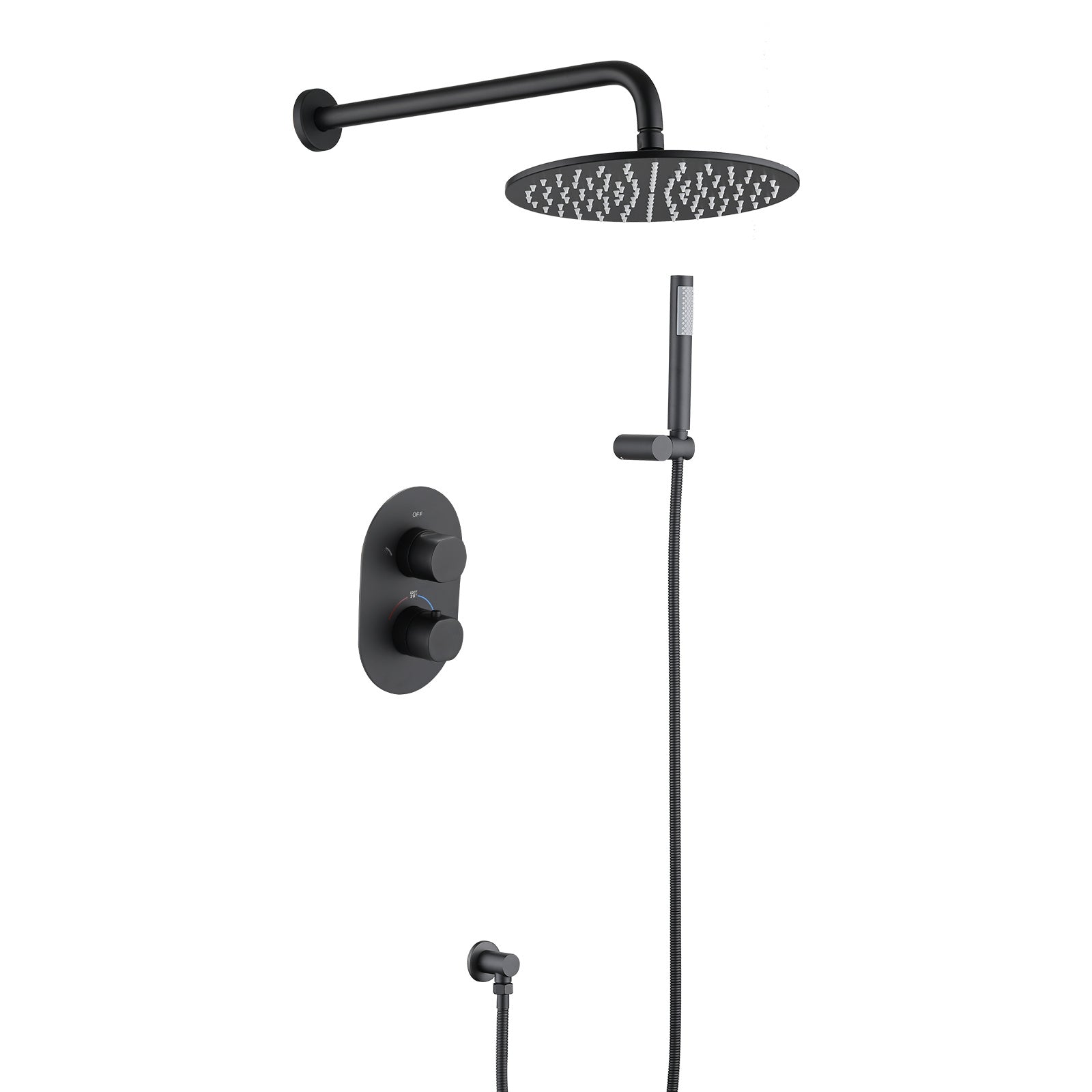 Thermostatic Complete Rainfall Shower System Bathroom Shower With Rough-in Valve, Handheld Shower in Matte Black