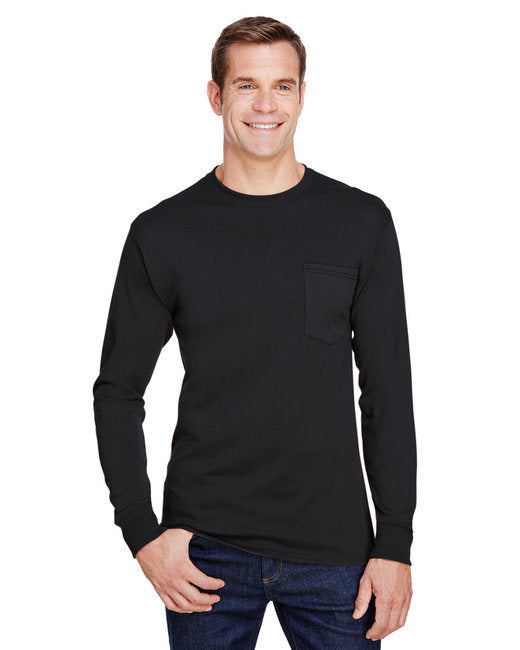 Adult Workwear Long-Sleeve Pocket T-Shirt - BLACK - S