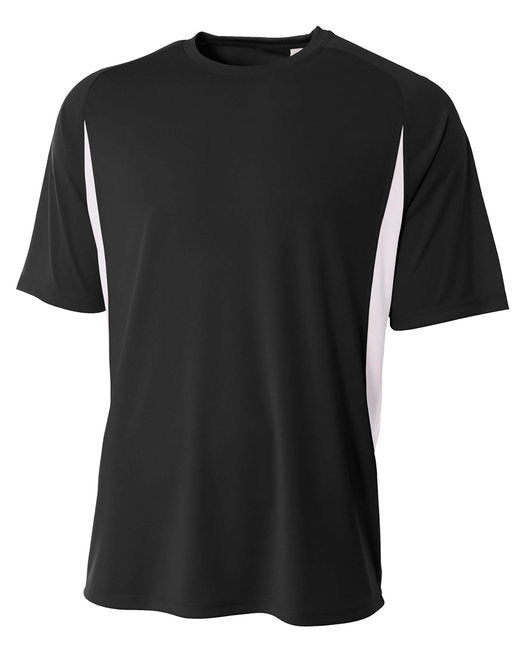 Men's Cooling Performance Color Blocked T-Shirt - BLACK/ WHITE - 4XL