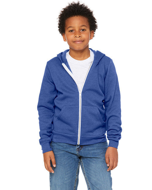 Youth Sponge Fleece Full-Zip Hooded Sweatshirt - HTHR TRUE ROYAL - S