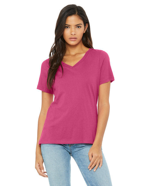 Ladies' Relaxed Jersey V-Neck T-Shirt - BERRY - S