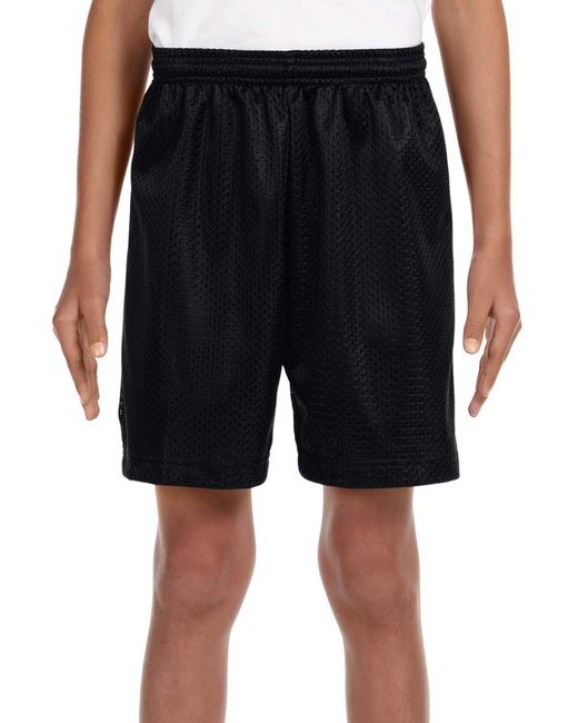 Youth Six Inch Inseam Mesh Short - BLACK - XS