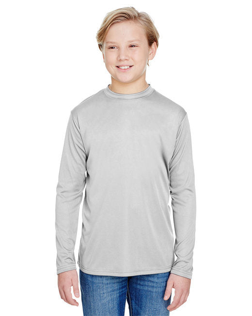 Youth Long Sleeve Cooling Performance Crew Shirt - MILITARY GREEN - S