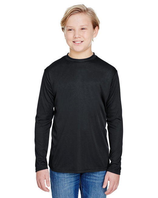 Youth Long Sleeve Cooling Performance Crew Shirt - MILITARY GREEN - S