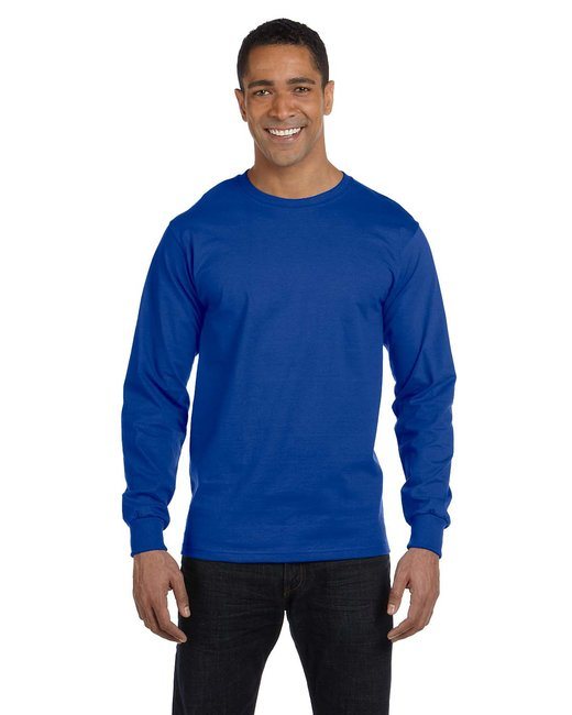 Men's 5.2 oz. ComfortSoft® Cotton Long-Sleeve T-Shirt - WHITE - S