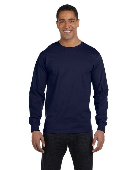 Men's 5.2 oz. ComfortSoft® Cotton Long-Sleeve T-Shirt - WHITE - S