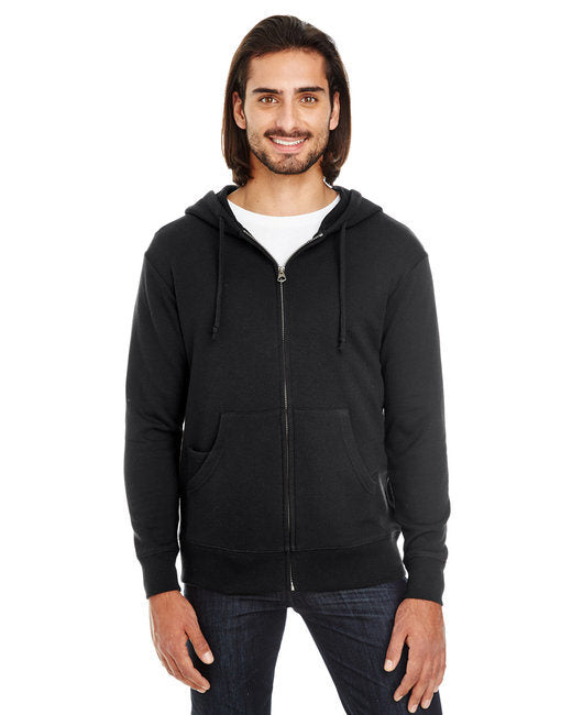 Unisex Triblend French Terry Full-Zip - BLACK HEATHER - XS