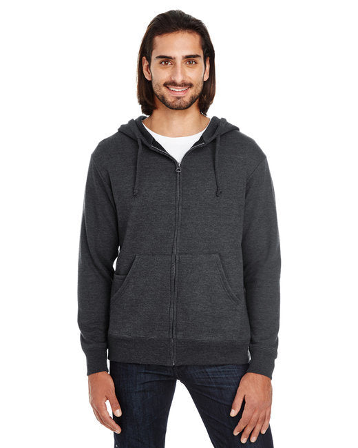 Unisex Triblend French Terry Full-Zip - BLACK HEATHER - XS