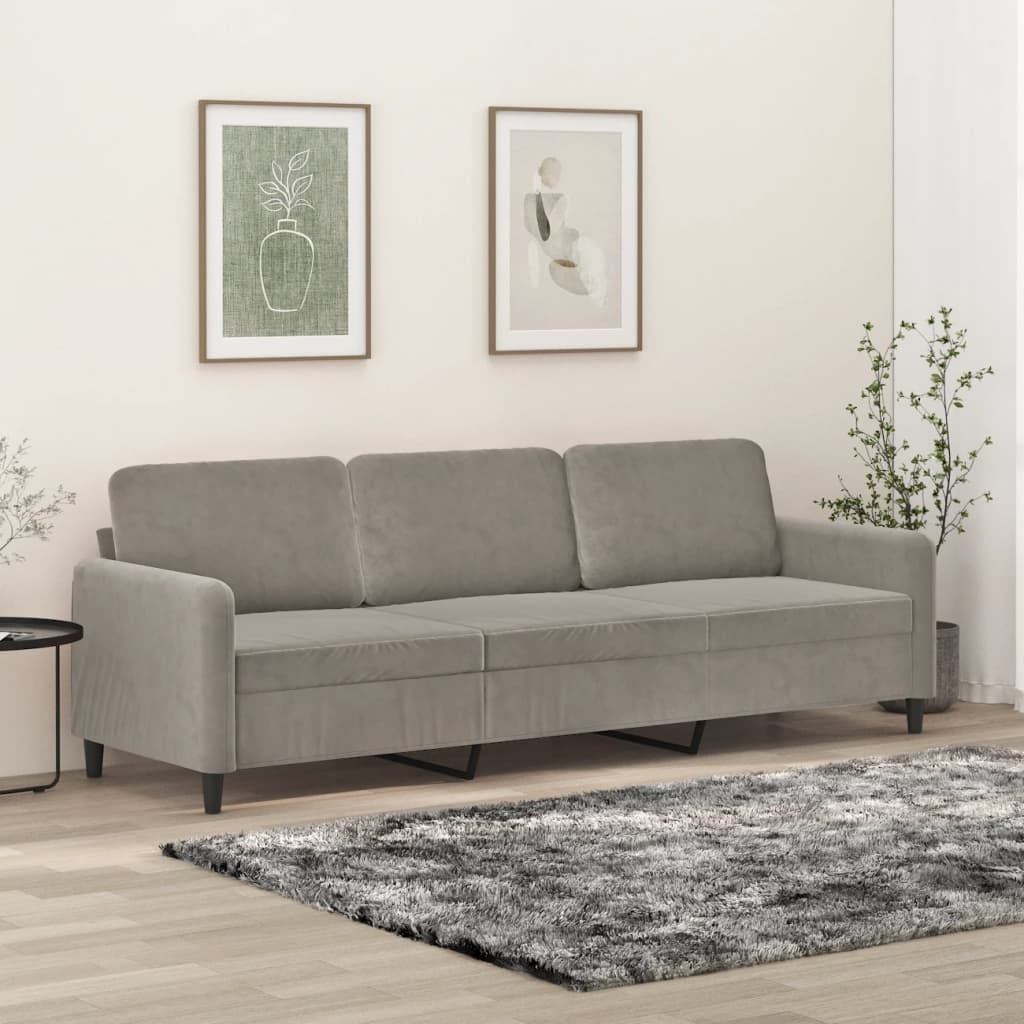 3-Seater Sofa Light Gray 82.7" Velvet