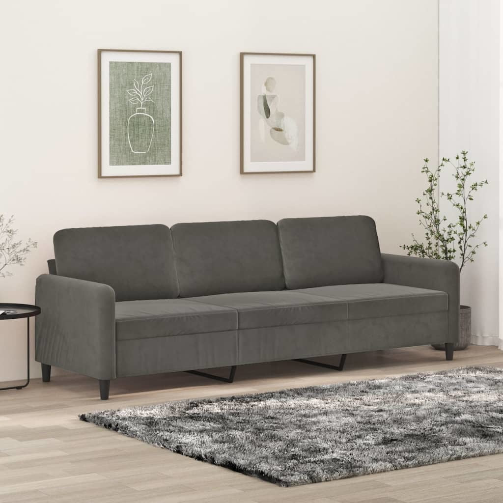 3-Seater Sofa Dark Gray 82.7" Velvet