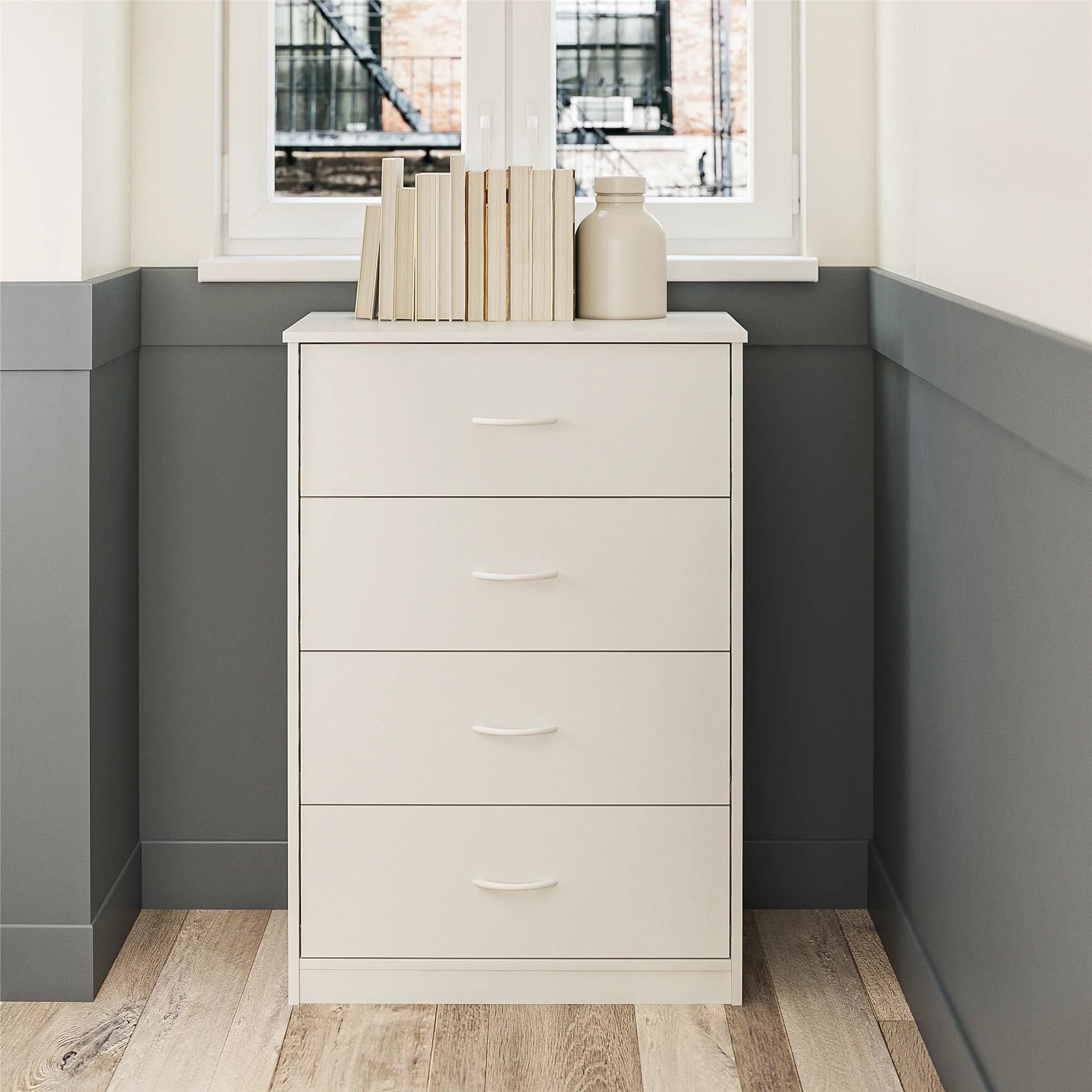 Classic 4 Drawer Dresser; Dark Oak; Espresso; Dove Grey; Antique Oak; Walnut; White