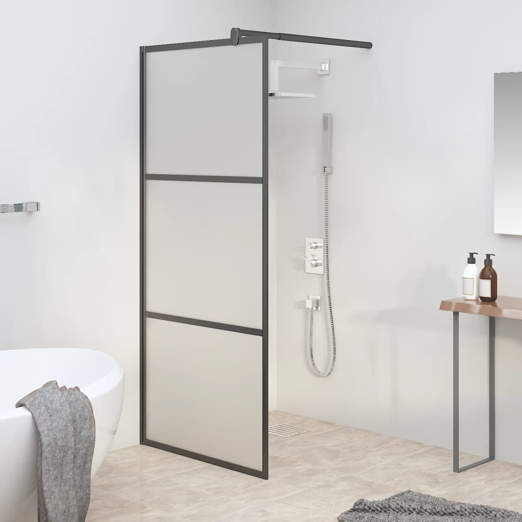 Walk-in Shower Wall 35.4"x76.8" Frosted ESG Glass Black