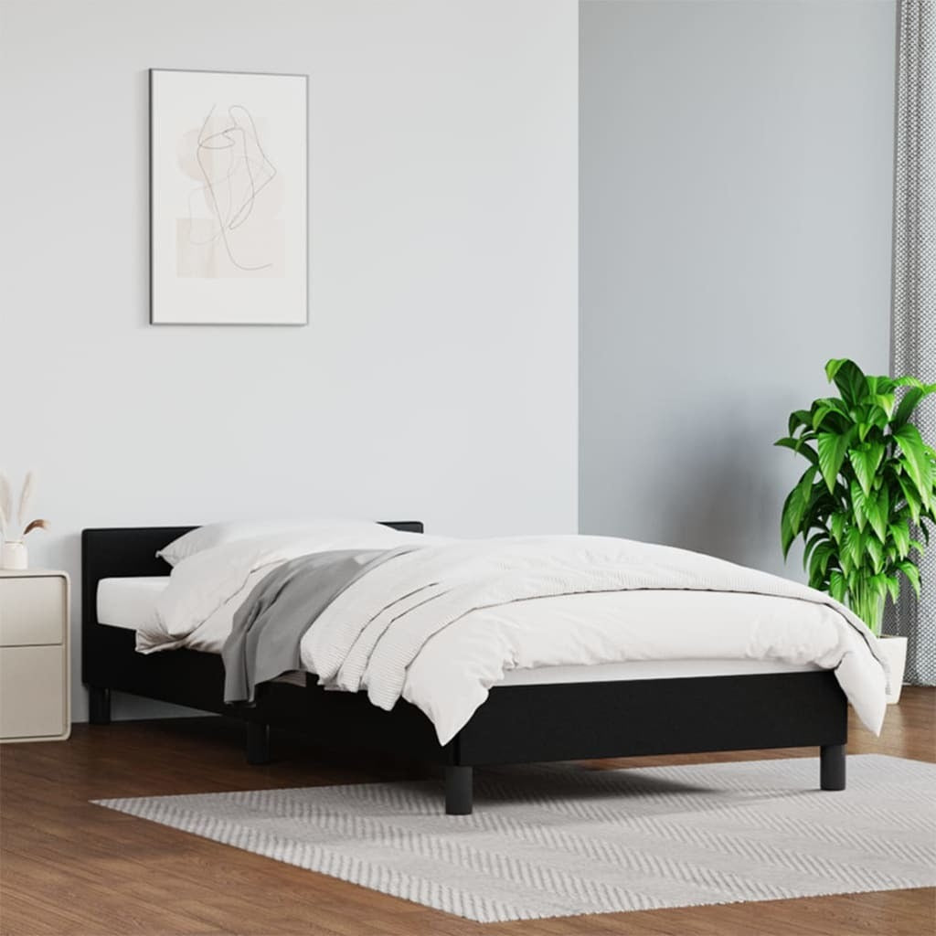 Bed Frame with Headboard Black 39.4"x74.8" Twin Faux Leather