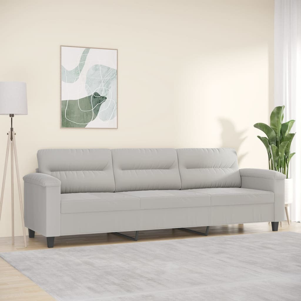 3-Seater Sofa Light Gray 82.7" Microfiber Fabric