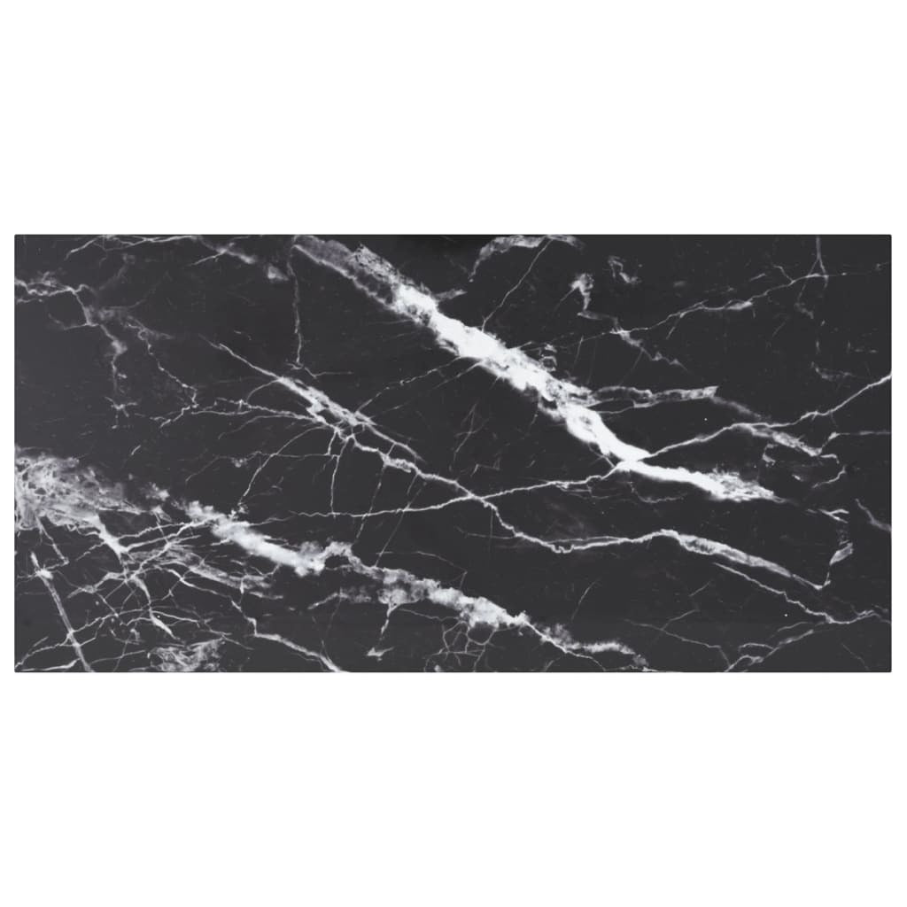 Table Top Black 39.4"x19.7" 0.2" Tempered Glass with Marble Design