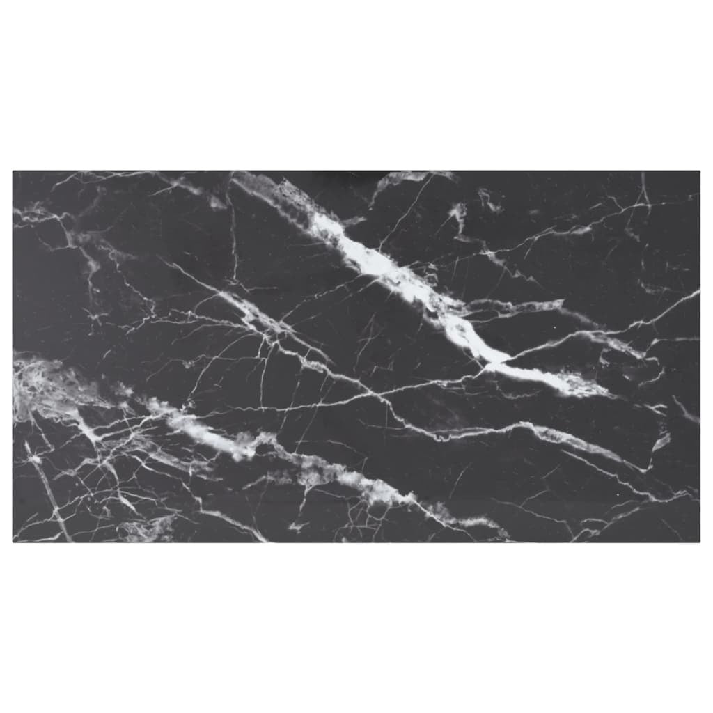 Table Top Black 47.2"x25.6" 0.3" Tempered Glass with Marble Design