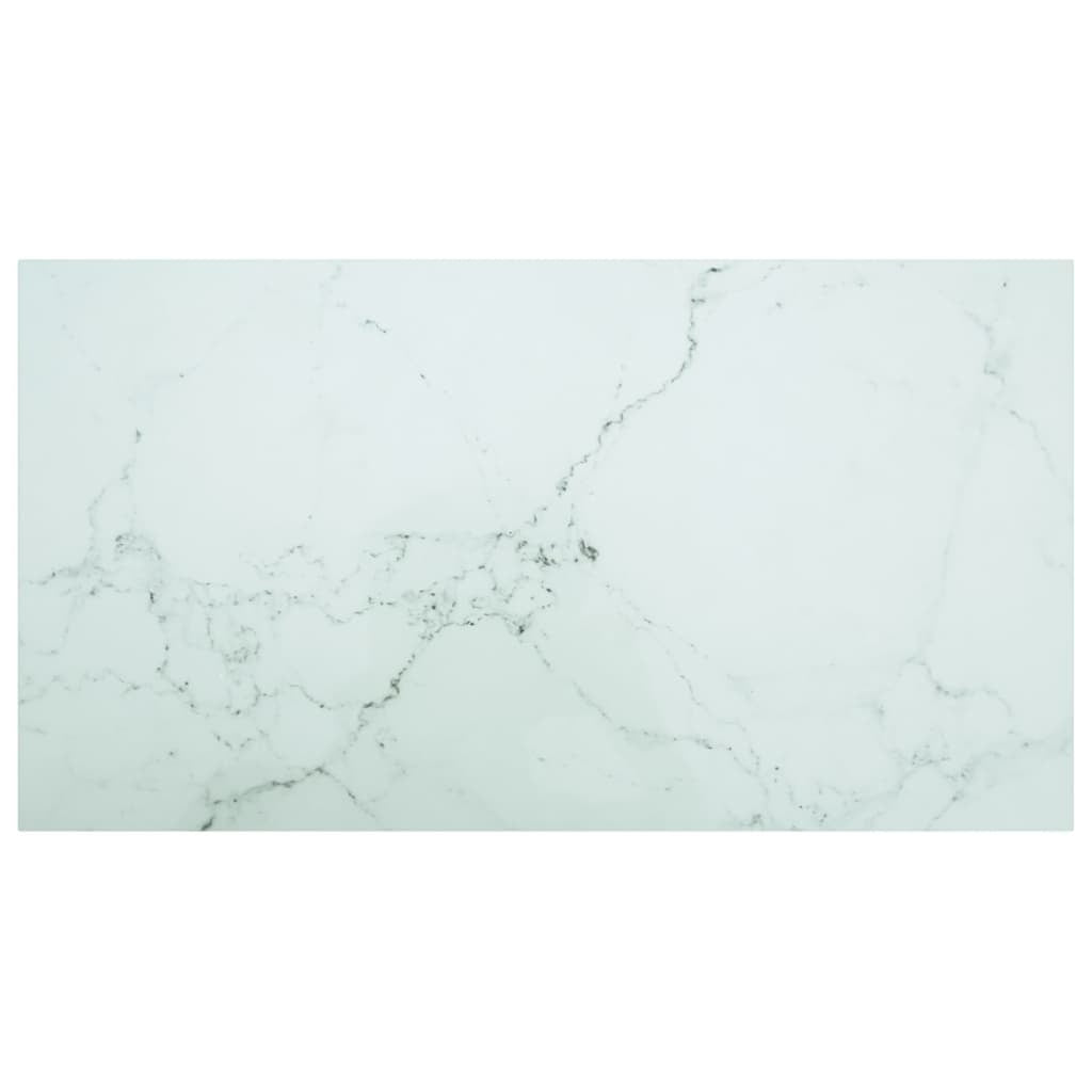 Table Top White 47.2"x25.6" 0.3" Tempered Glass with Marble Design