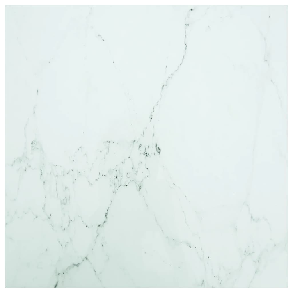 Table Top White 31.5"x31.5" 0.2" Tempered Glass with Marble Design