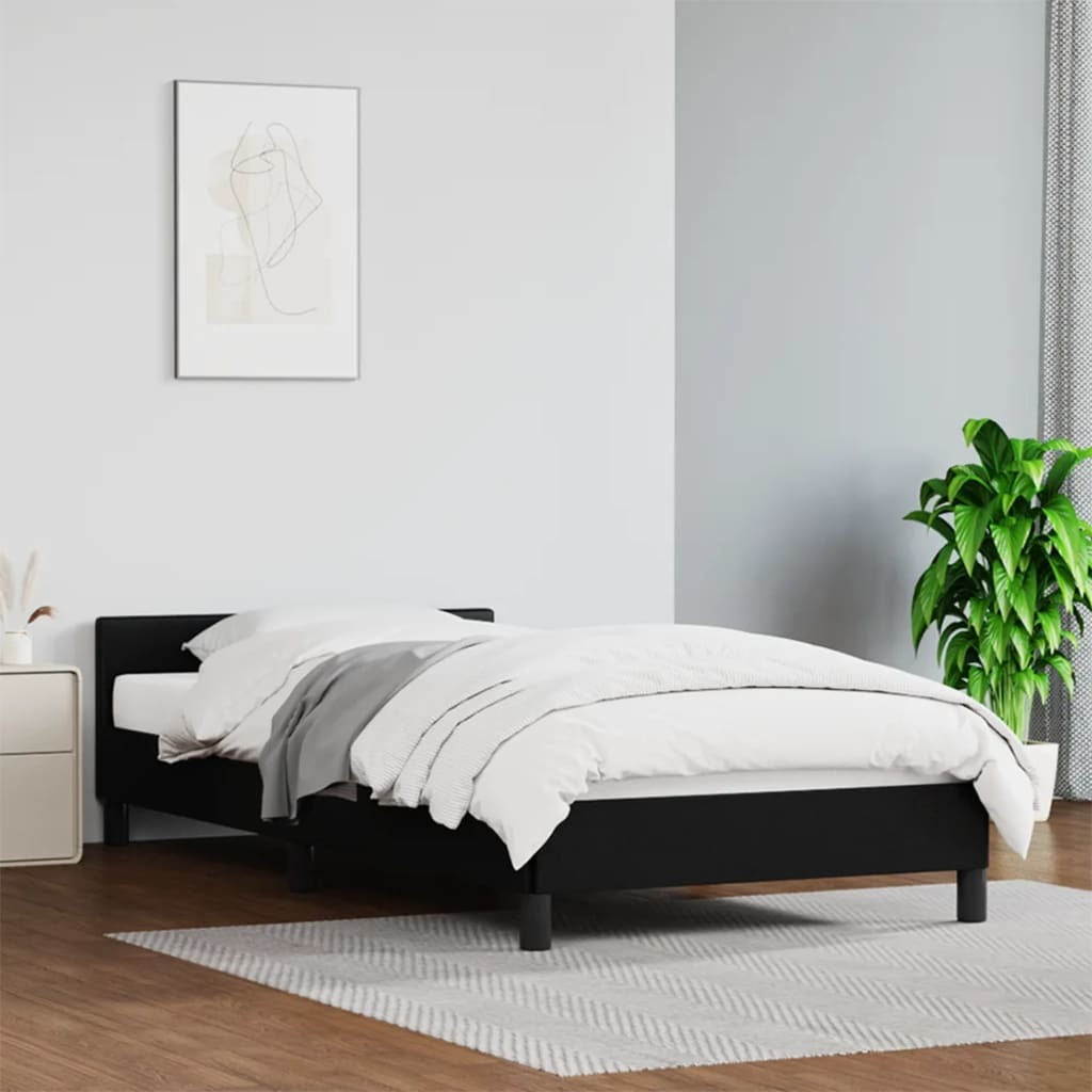 Bed Frame with Headboard Black 39.4"x79.9" Twin XL Faux Leather