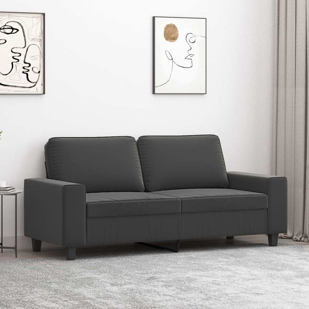 2-Seater Sofa Dark Gray 55.1" Microfiber Fabric