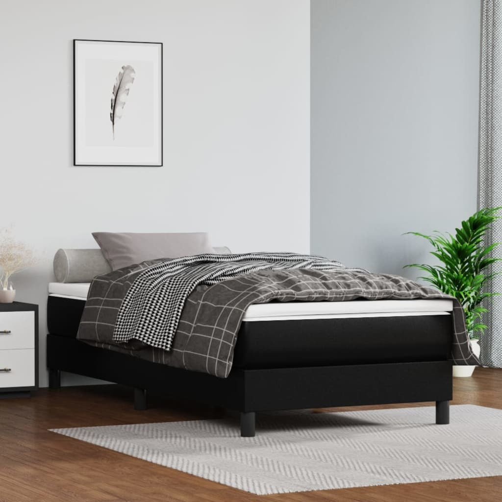 Pocket Spring Bed Mattress Black 39.4"x79.9"x7.9" Twin XL Faux Leather