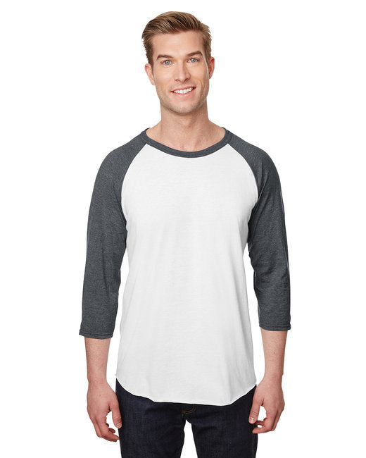 Unisex Premium Blend Ring-Spun 3/4 Sleeve Raglan T-Shirt - WHITE/ CHAR HTHR - 3XL