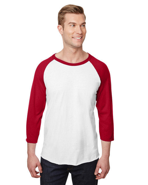 Unisex Premium Blend Ring-Spun 3/4 Sleeve Raglan T-Shirt - WHITE/ CHAR HTHR - 3XL