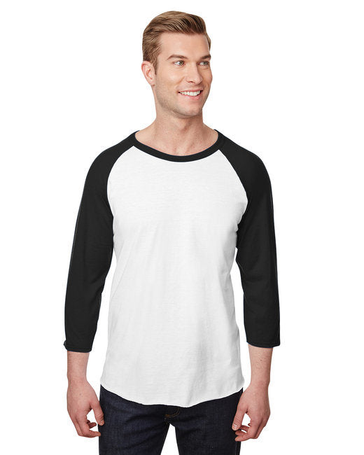 Unisex Premium Blend Ring-Spun 3/4 Sleeve Raglan T-Shirt - WHITE/ CHAR HTHR - 3XL